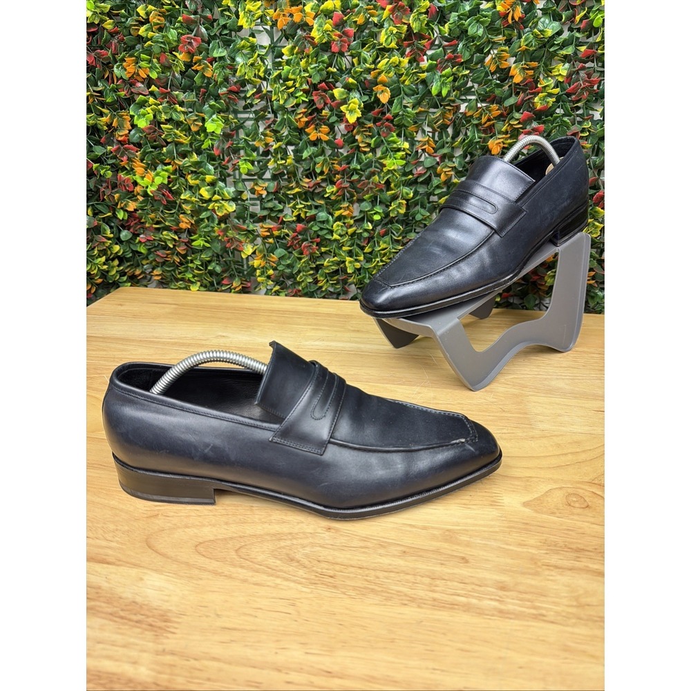 Hadleighs Square Toe Loafer Leather Slip On‎ Dress Shoes Blue Bottom Black 43 10